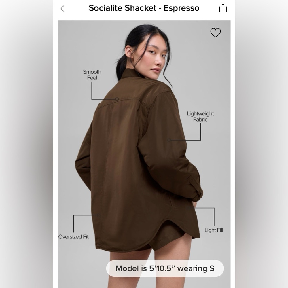 Alo Yoga NWT Socialite Shacket Button Down Pockets Expresso Size L SOLD OUT - Picture 4 of 8
